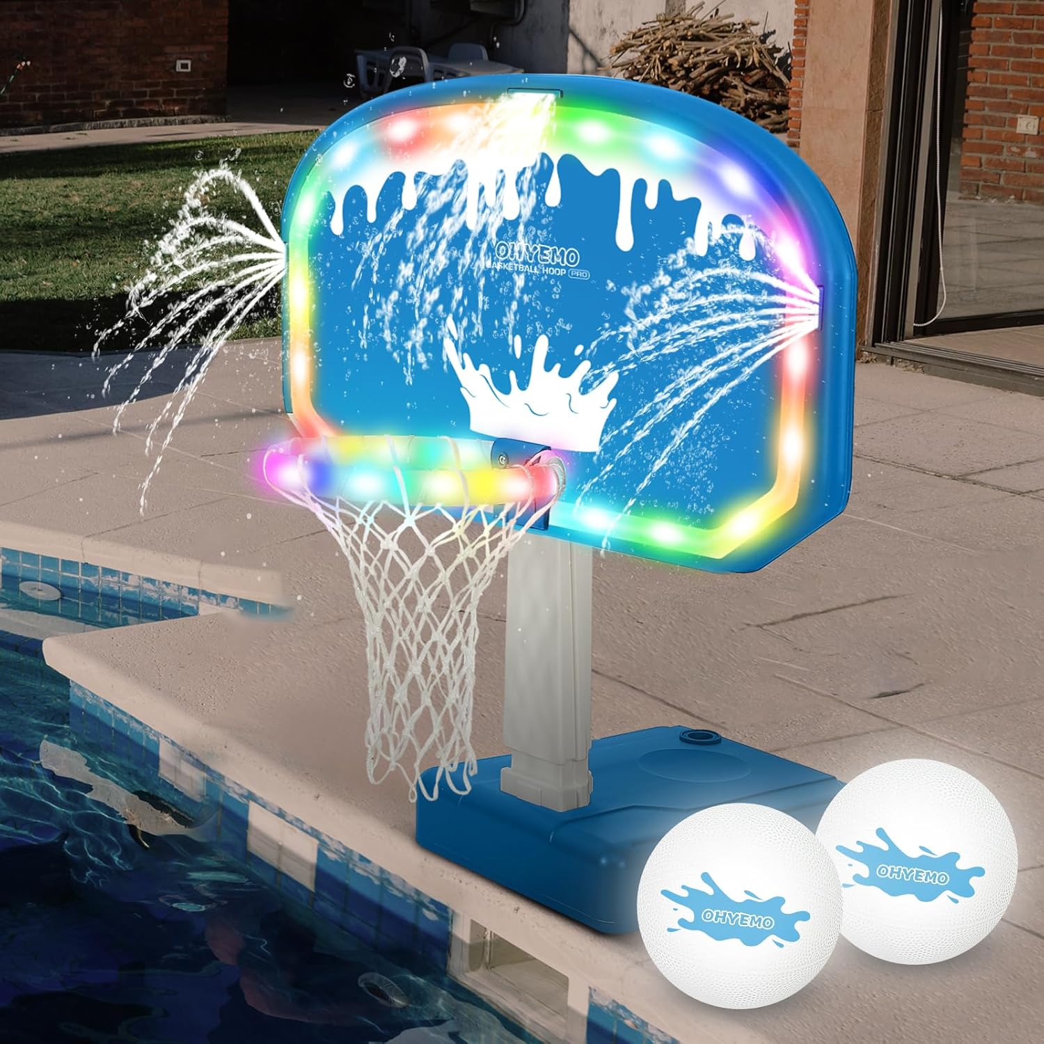 Basketball Hoop - 대형 LED 수영장 농구 게임 세트(3방향