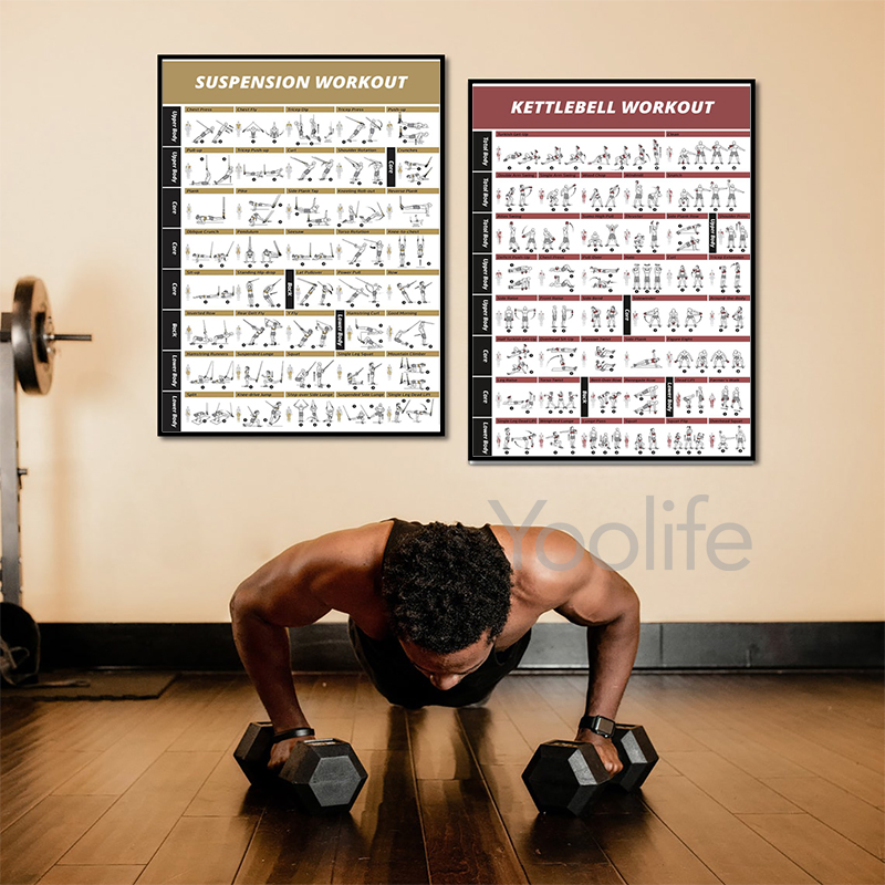운동 운동 차트 포스터, 헬스장 벽 장식 프린트, 피트 - Sports Equipment Poster 리뷰 및 가격